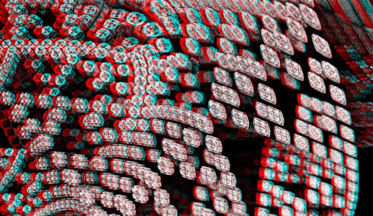 Red/Cyan Stereoscopic CGI Siepinski meets Menger